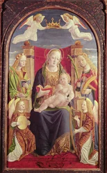 Madonna und Kind mit Engelmusikern, um 1490-1500